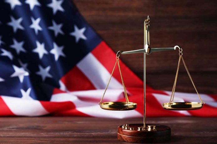 Scales and a US Flag Symbolizing Balance