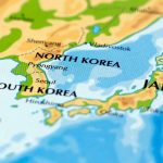 North Korea and South Korea on the map