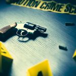 Crime scene with a gun