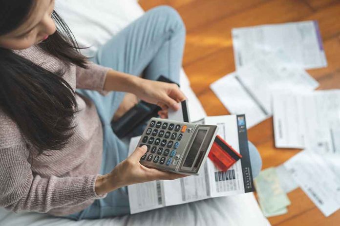 Woman doing her taxes