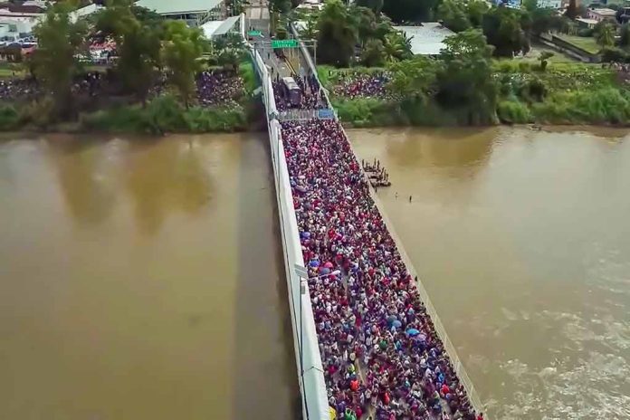 Immigrants crossing a border