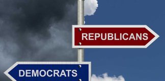 Democrats and Republicans signs