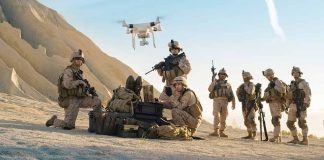 Drone and soldiers
