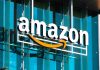 Amazon logo on a glass building facade