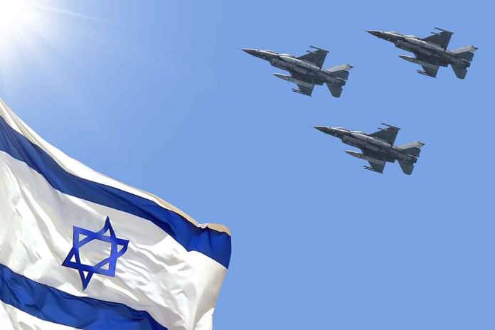 1965607009 featured image Israeli flag with three fighter jets flying overhead