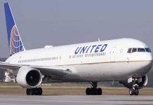 United Airlines plane on the runway