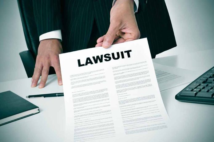 189871757 featured image Person holding a document titled "LAWSUIT" in office.