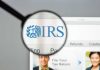Magnifying glass over IRS website