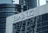 Bank building with reflective glass windows