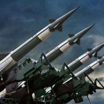 Four rockets pointed towards the sky