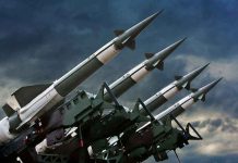 Four rockets pointed towards the sky