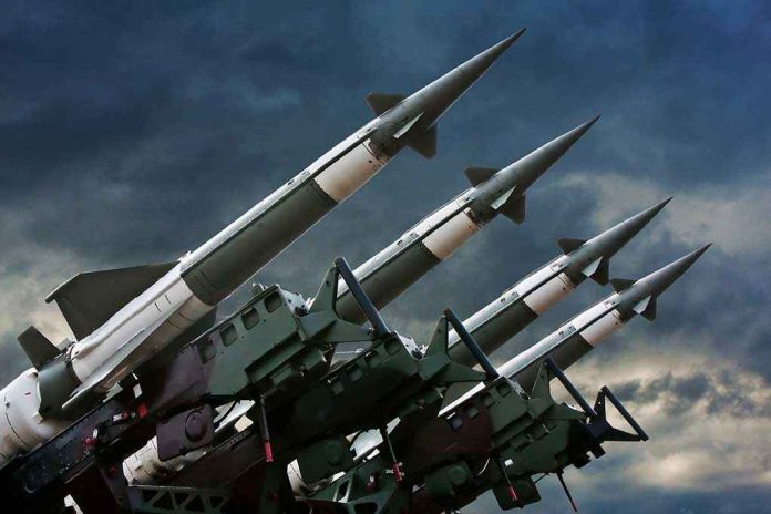 71240899 Four rockets pointed towards the sky