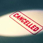 FUNDRAISER AXED Amid Violent Text Controversy Red Cancelled stamp under a spotlight