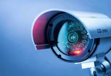 Close up of a CCTV security camera