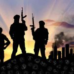 Cartels Designated TERRORISTS – Trump Moves Fast Three armed silhouettes near a smoky city skyline.