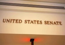 Nazi Tattoo Scandal UNRAVELS Senate Campaign Sign displaying United States Senate in a government building