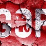 Bloodbath Shocks GOP—Nobody Predicted This Cracked wall featuring the GOP logo in red and white