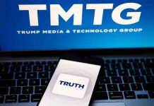 Media Giants Named in White House Hall of Shame TMTG and Truth Social logos on screen and phone.