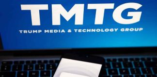 Media Giants Named in White House Hall of Shame TMTG and Truth Social logos on screen and phone.