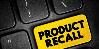 Black keyboard with Product Recall yellow key.