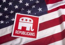 GOP Tensions Rise Over Trump’s Epstein File Drama Republican symbol on American flag background.
