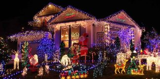 Stolen Jesus Sparks Fury—Inclusivity Backfires A house decorated with colorful Christmas lights and festive figures