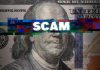 Audit EXPOSES Newsom’s $100M Scam Scam text overlaid on distorted 100 dollar bill