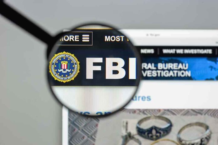 FBI website shown through magnifying glass.