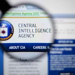 Magnifying glass over Central Intelligence Agency webpage.