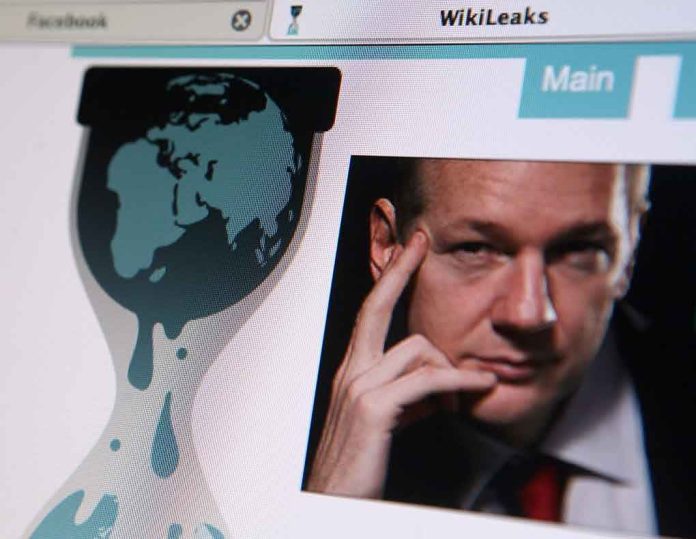 shutterstock_66655795 WikiLeaks website interface featuring a globe and a portrait of a man