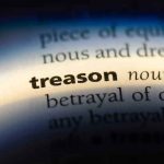 UNTHINKABLE TREASON Exposed — AMERICA Defiled! The word treason highlighted in a dictionary.