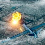War JUMPS The BORDER—Airports Go DARK Drone launching missile with explosion on ground.