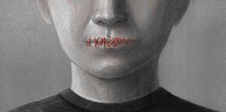 Colleagues MUZZLE PROMINENT Judge – SUPREME COURT Shrugs Face with mouth sewn shut in red thread