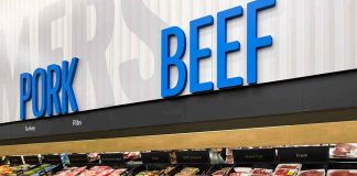 USDA Confirms DEVASTATING Flesh-Eater In TEXAS HERD Meat section with packaged pork and beef products