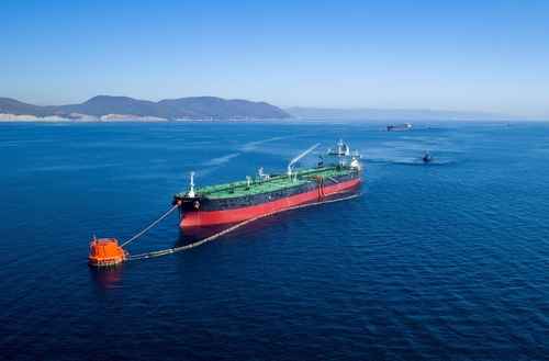 shutterstock_2610642735 Aerial view of an oil tanker in the ocean