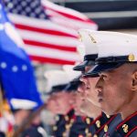 Military COMEBACK Says THIS About AMERICA! Marines in uniform standing in formation with flags in the background