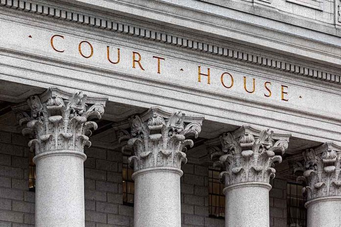 Courthouse facade with ornate Corinthian columns