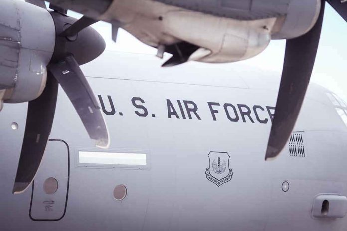 shutterstock_752337739 military transport aircraft fuselage with propellers
