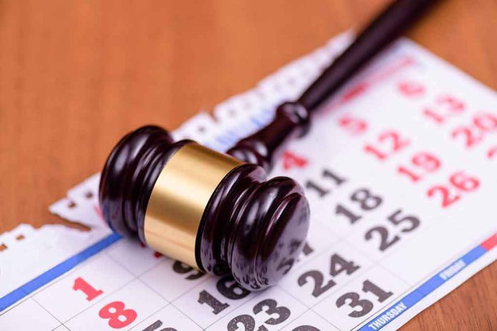 shutterstock_1338866813 Judge’s gavel resting on a calendar