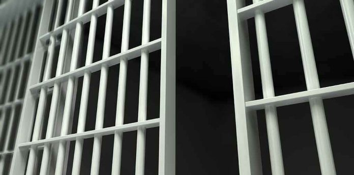 Prison cell bars in close-up