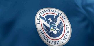 U.S. Department of Homeland Security seal on blue fabric