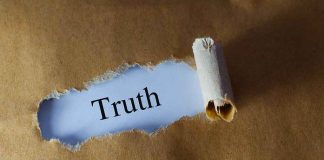 Bombshell — TOP DEM SENATE Candidate UNEXPECTEDLY ADMITS The TRUTH! Torn brown paper revealing the word 'Truth' on white background