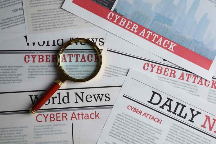 Newspapers with Cyber Attack headlines and a magnifying glass.