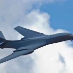 American B-1 bomber in flight