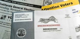 Mail-in ballot envelope and voter information materials
