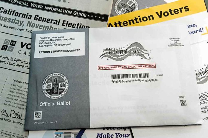 shutterstock_1830375683 Mail-in ballot envelope and voter information materials