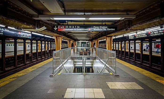 shutterstock_605058719 Subway platform with stairwell and tracks on both sides