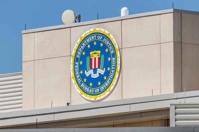 shutterstock_1098998021-1 FBI emblem on a beige building facade