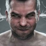 angry man with steam effect coming from ears