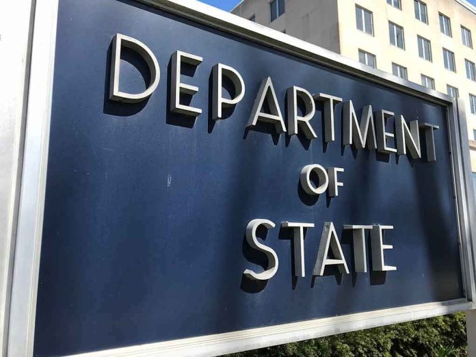 shutterstock_1269820630 Department of State sign outside government building